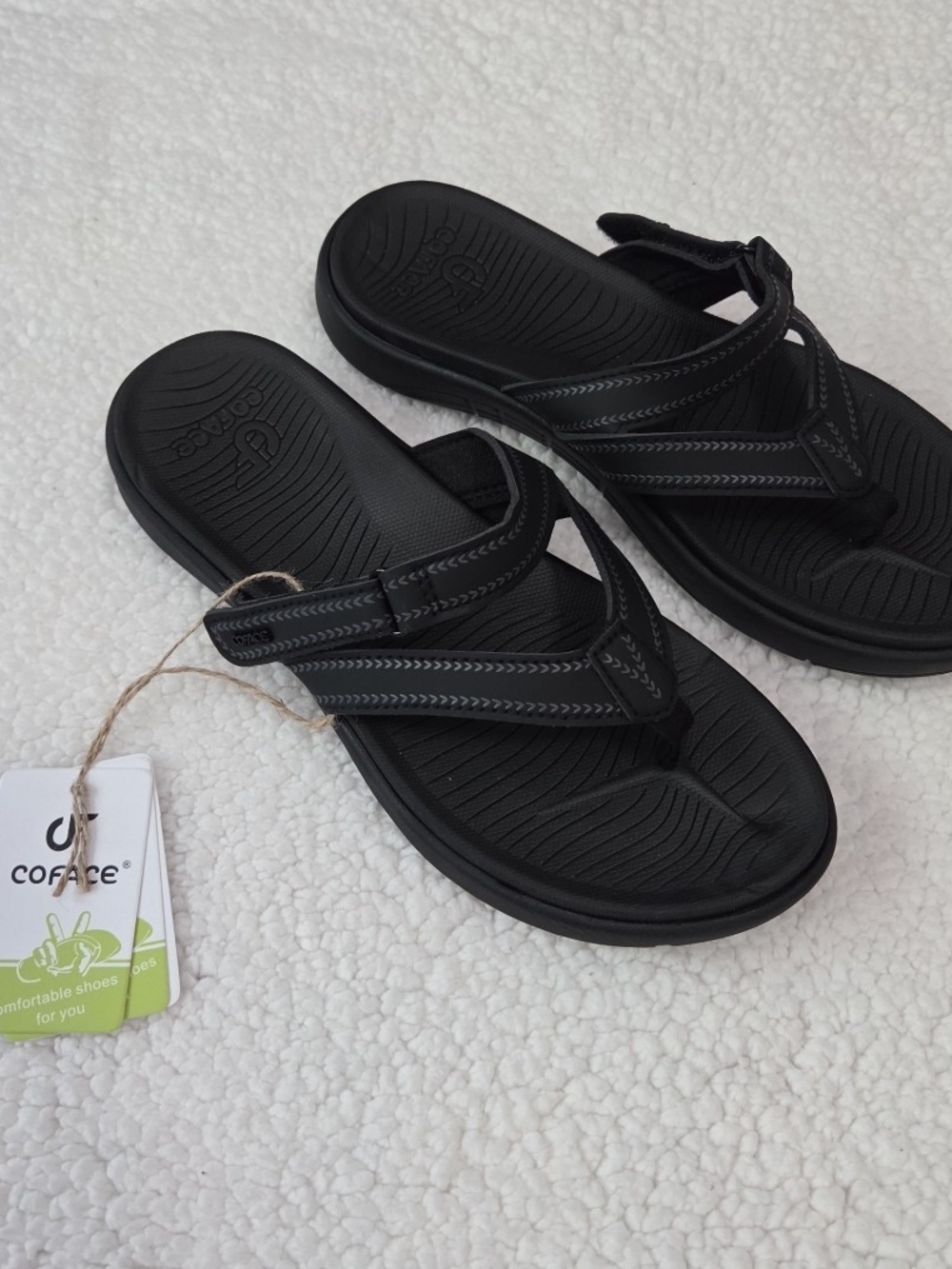 COFACE Orthotic Flip Flop Sandals Black Lightweight Comfortable Slip On